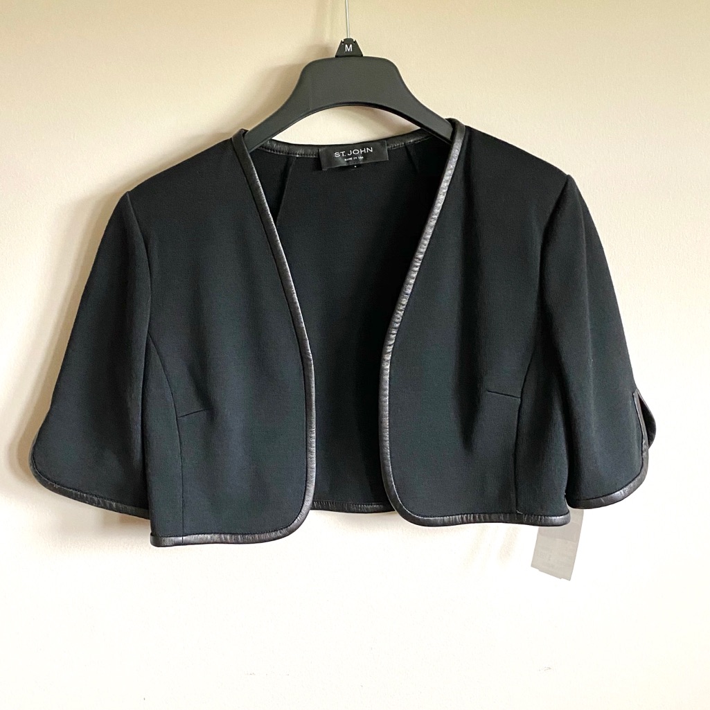 St. John Crop Blazer Leather Trimmed. $795